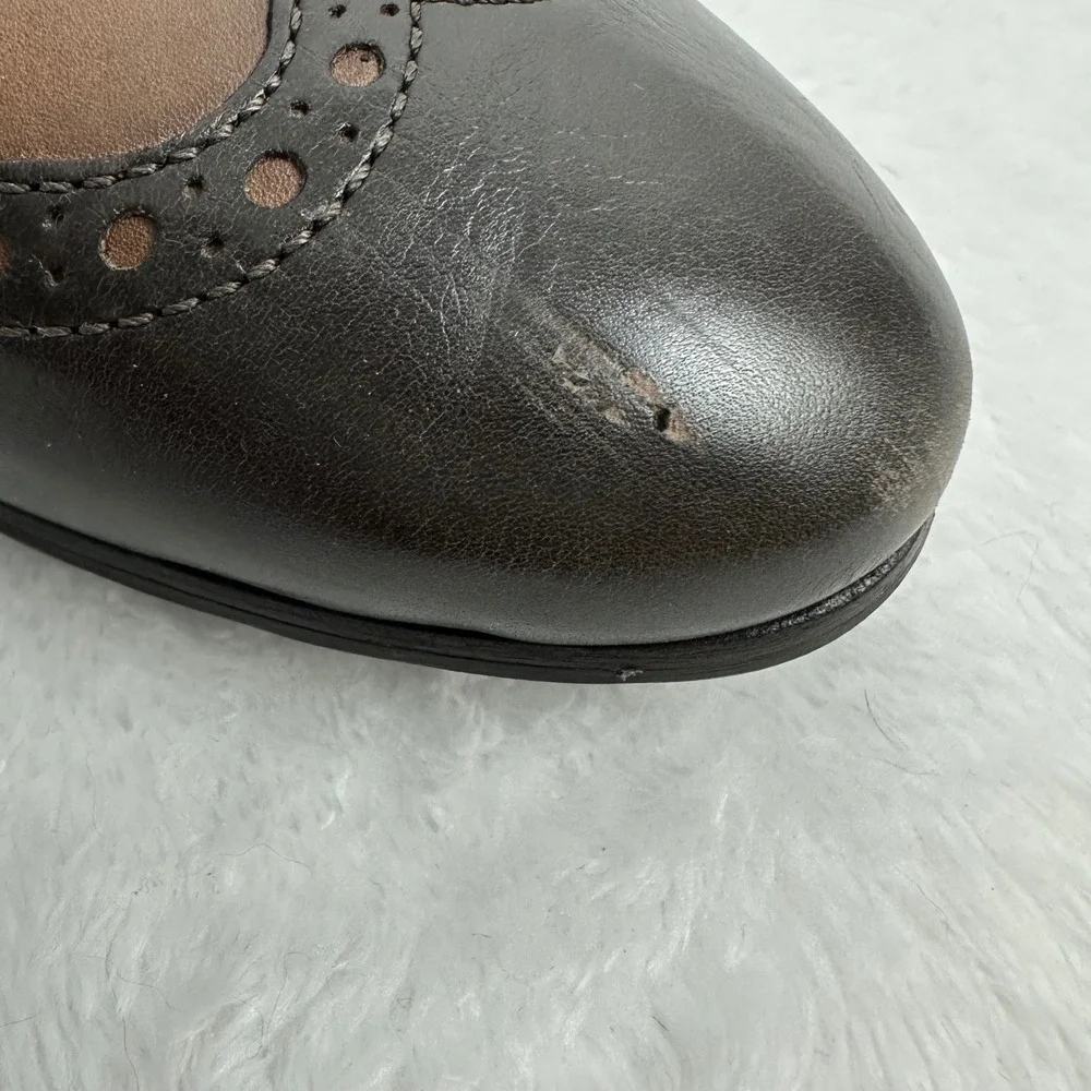 AGL Attilio Giusti Leombruni Brown Leather Wingtip Oxford Lace Up Shoes 38-1/2 - Picture 8 of 9